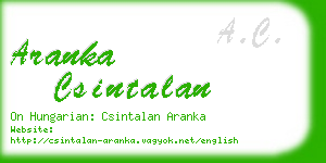 aranka csintalan business card